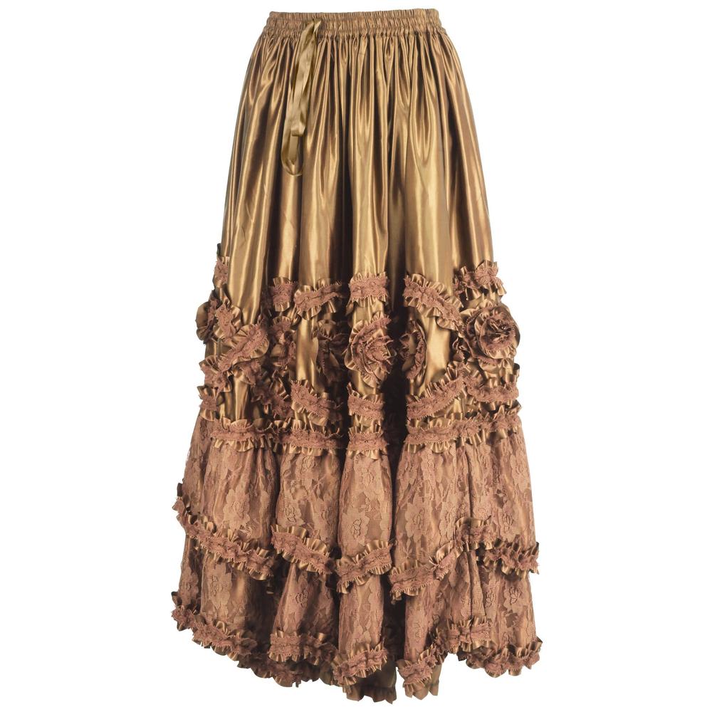 Attitude Corsets - Aneira Rococo Cupcake Satin Lange rok - Goudkleurig